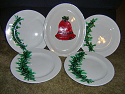 Holly plates with a bell platter