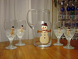 close up of goblets and serving pitcher