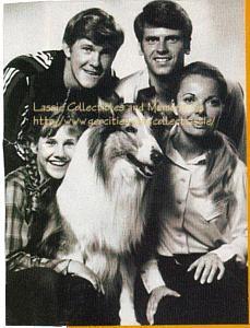 Lassie VI, with TV family Pamelyn Ferdin, Larry Wilcox, Skip Burton and Joan Freeman [Note: 'Officially', Hey Hey is the fifth Lassie (Lassie V), not the sixth]