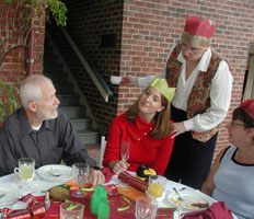 marty, becca, aunt dean, and aunt maureen in the garden...