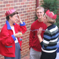 out in the garden, talking...mers, mom and alex