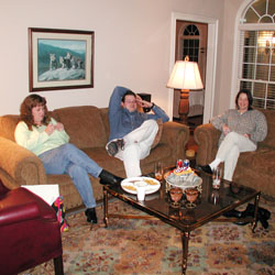 michelle, mike, and melanie all waiting for the turkey to get its act together...