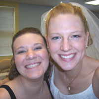 emily and coll!&nbsp; pre-ceremony, hiding in the nursery...