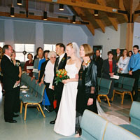 mom and dad walk me in, to the strains of "morning has broken"&nbsp; awww...