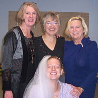 mom, evelyn, betsy, and me!&nbsp; goofing off pre-ceremony!