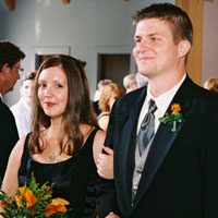 sunny and jake recessing back down the aisle..