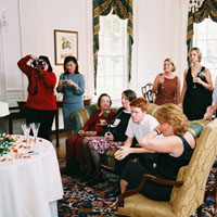 brenda & irene taking pictures, while g'ma opal, melanie, west, evie, nancy, and claire take it all in...