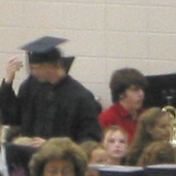 alex gets up from the band ...laura's the one with the trombone!