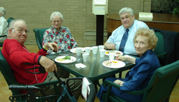 orin and the gang - having a little lunch at the church...