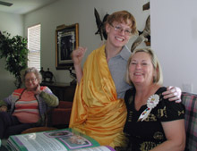 reading the book while mary laughs at my toga costume in the background