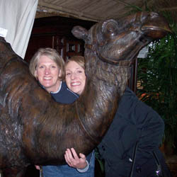 mom and bec at the camel at the furniture store...