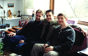 ryan, marc, and dad...male bonding on mimi's purple couch