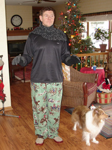 dad models his new clothes...