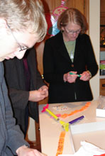 writing messages on our flags...