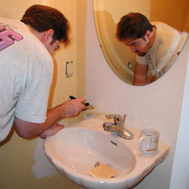in the half-bath...