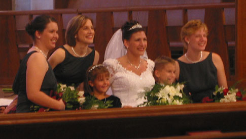 bride, bridesmaids, and peripherals