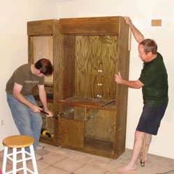 out the icky wood thing goes!