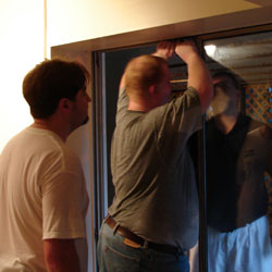 ahhh...we THOUGHT we could get the pinball machines through the basement...ummm, no.