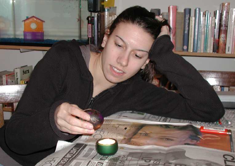 liz melting off the wax ...so close to being done!