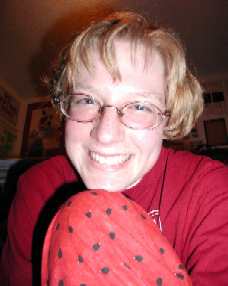 me, proudly sporting the watermellon work of art
