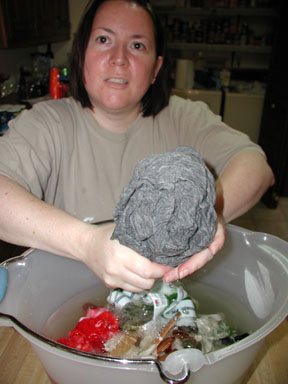 brenda soaking stuff in the synthropol bath