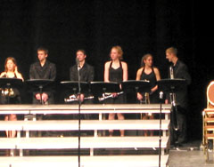 alex (girlfriend laura next to him) getting ready for the first performance
