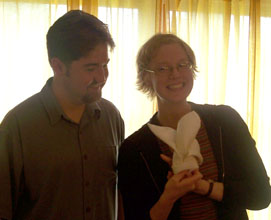 ryan & me after cindy taught us all how to fold our napkins!