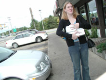 becca laughs at the idea of sharing her donuts.&nbsp; the very idea....
