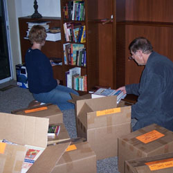 coll and dad sort books...