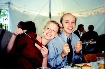 it's a reception and coll & sean are prepared with lighter and plastic silverware!&nbsp; bring it on!