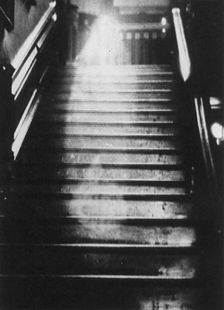 This is a picture of a ghost on the stairs