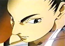 He's thinking: "Wow! His sword is even more shiny than my hair!"
