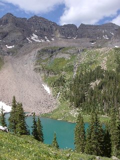 Lower Blue Lake from trail to Middle Blue Lake