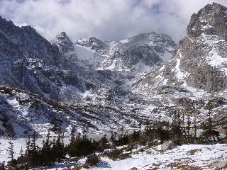 Lake Isabella in winter, Indian Peaks Wilderness
