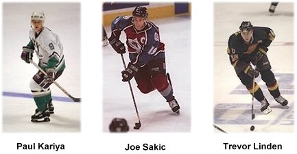 paul kariya / joe sakic / trevor linden
