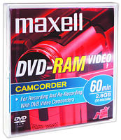 Large Image of MAXELL DVDRAM28GB - Maxell 2.8GB DVD-RAM Camcorder Disc