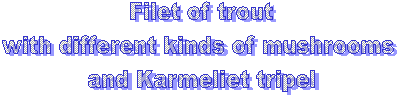 Filet of trout
with different kinds of mushrooms 
and Karmeliet tripel