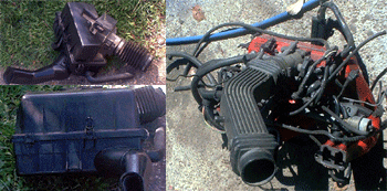 Next step was to fit the manifold and air box. Because the manifold had everything still on it (including harness and pipes in the photo), this cut down the installation time immensely!