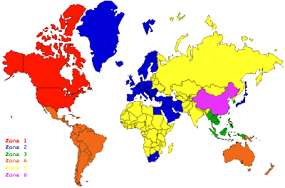 les zones de DVD vid&eacute;o