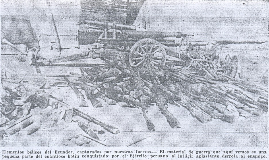 Can y fusiles del Ejrcito del Ecuador capturados por los soldados del Ejrcito del Per