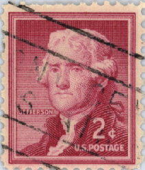Timbre de 2 cents � l'effigie de Thomas Jefferson