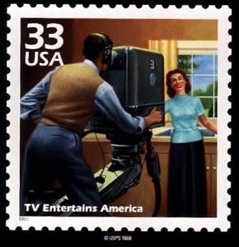 Timbre de 33 cents : "TV entertains America"