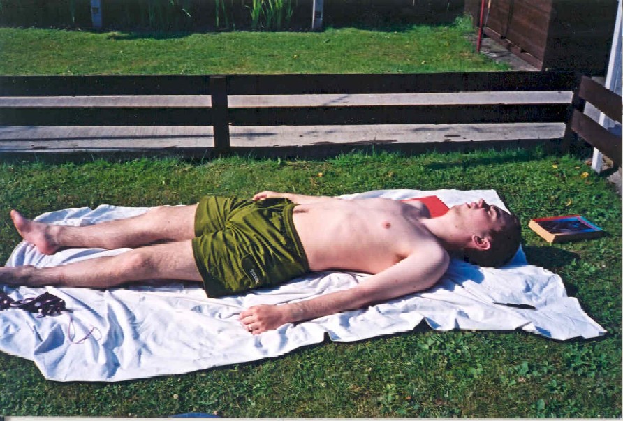 Summer 2001, Sunbathing which is very unlike me.