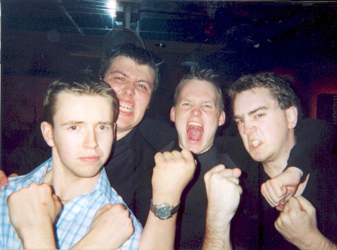All very drunk now and thinking we are tough guys. I look like the kid out of Sixth Sense.