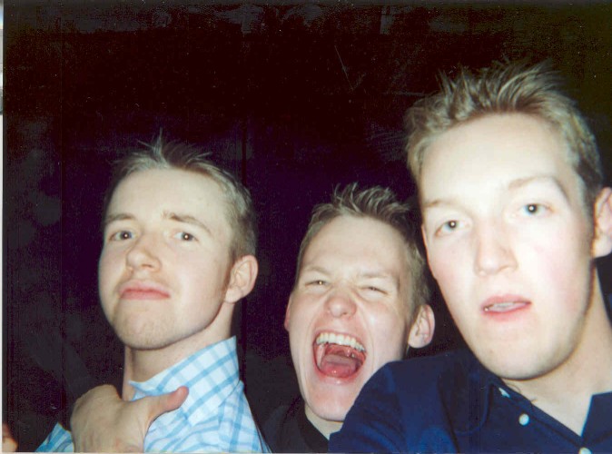 Jordan, Ian and Ruddy drunk and posing.