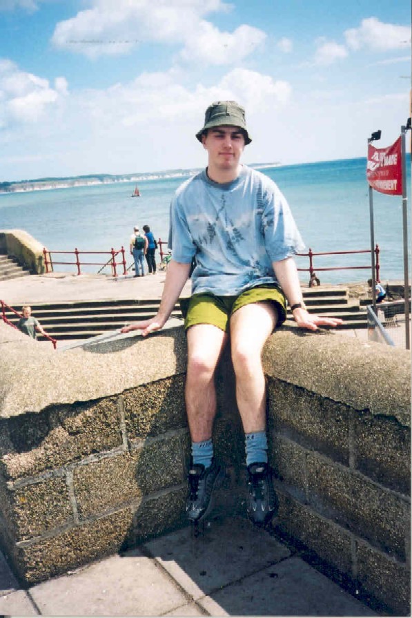 Me sat on a wall in Bridlington, Summer 2001.