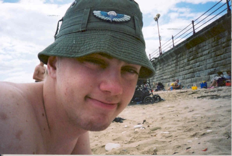 Me on the beach in Bridlington. Summer 2001.