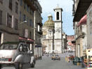 Driving through village