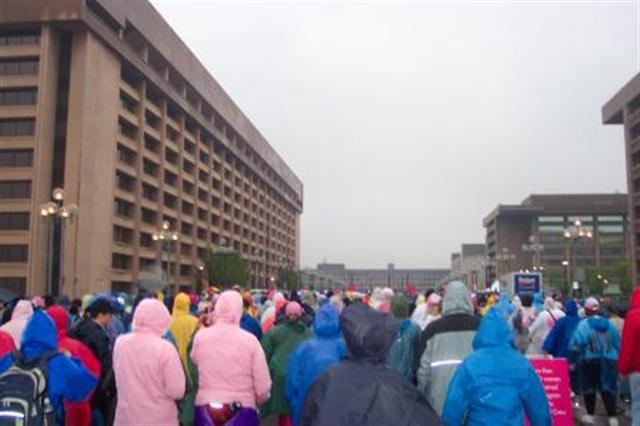 2,200 walkers in the somber rain!
