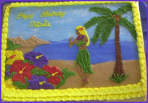 Hawaiian Scene with Hula Girl.
